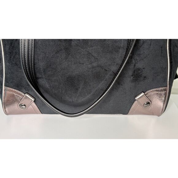 Juicy Couture Classic Scottie Dog Tote Bag Black Velour Metallic Trim HTF Viral - Picture 11 of 15